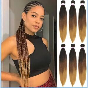 26 inch Ombre Brown to Blonde Braiding Hair Extensions 6 Bundles 1B/30/27